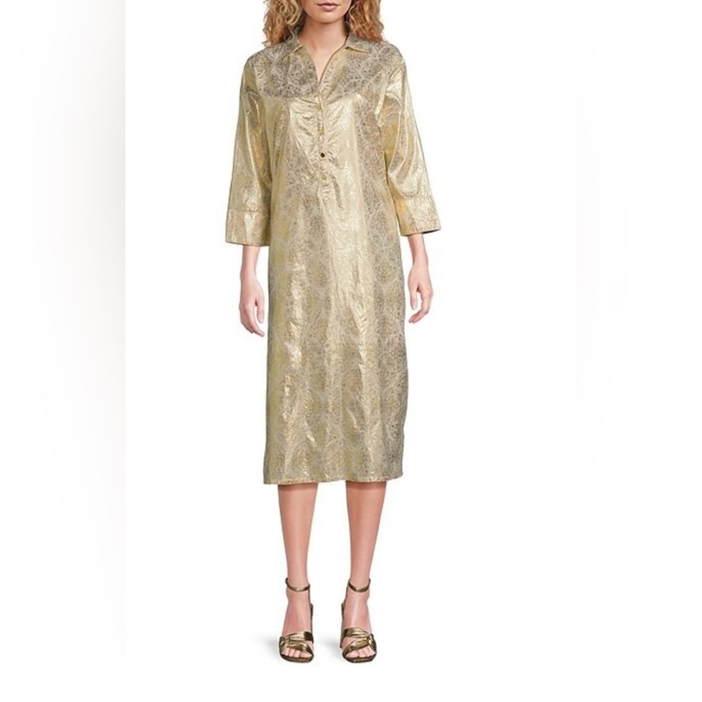 NWT Jude Connally Elegant Gold foiled Medallion Women's dress size xxl